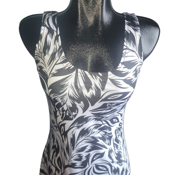 Tango Mango Black & White Leaf Patterned Dress Sz.XS - Picture 2 of 7